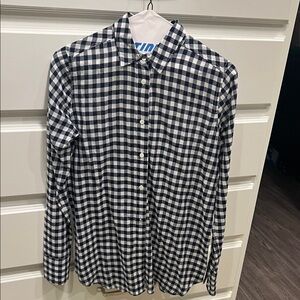 Jcrew Navy and White Checkered Blouse